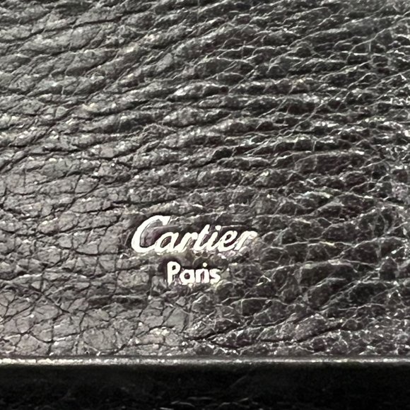CARTIER: Black Leather Double C Logo Long Wallet #1300 - Picture 8 of 9